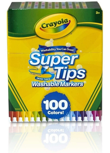 Imagen 3 de 5 de Crayola Super Tips, Marcadores De Tinta Lavable-100 Unidades