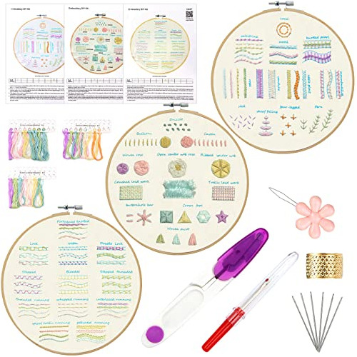 3 Juegos De Kits De Bordado Principiantes, 24 Diferente...