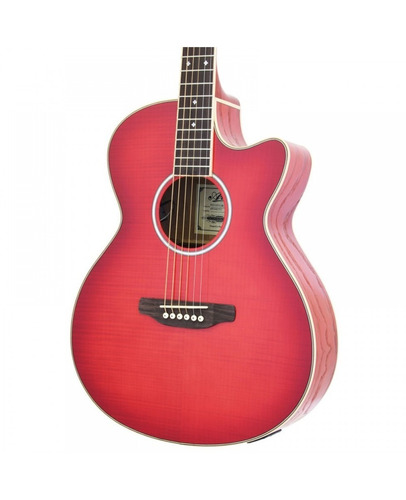 Imagen 2 de 6 de Guitarra Electro Acustica Aria Fet Fx01 Afinador Maple Roja
