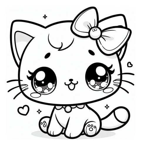 Libro Pdf Diseños Kawaii 50 Gatitos Para Colorear
