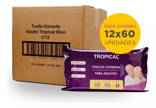 Toallas Húmedas Para Adultos Sin Tapa Tamaño Xg X60