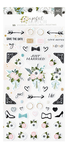 Puffy Stickers Icons | Calcomanías Pegatinas Boda (55 Pz)