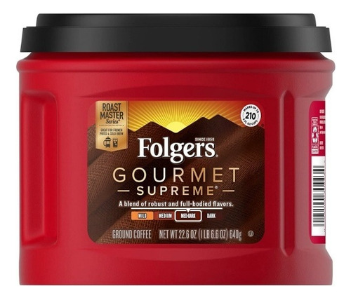 Café molido Folgers GOURMET SUPREME en bote 640 g