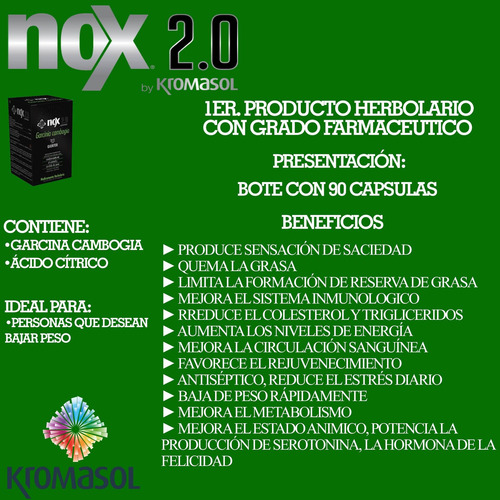 en cápsula Kromasol Garcinia sin TACC 90 u