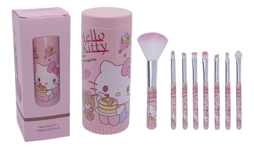 Hello Kitty 8 Pieza, Cepillo Del Maquillaje Original