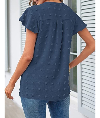Blusa Plisada Con Cuello En V De Verano Para Mujer