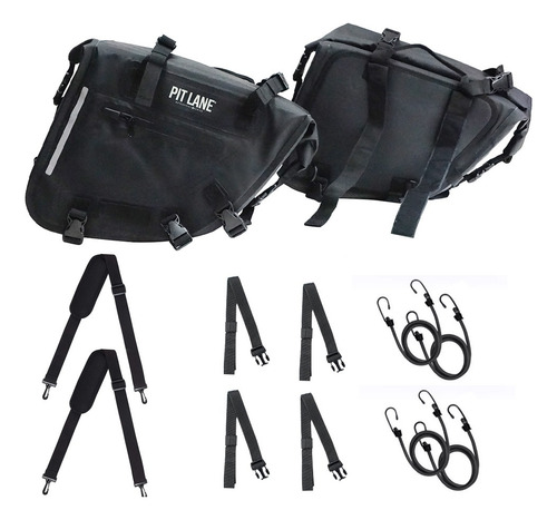 Alforjas Maletas Laterales 15lts Impermeables Universales Color Negro
