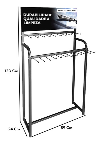 Kit Expositor Palheta C/ 22 Ganchos + 100 Palheta Automotiva