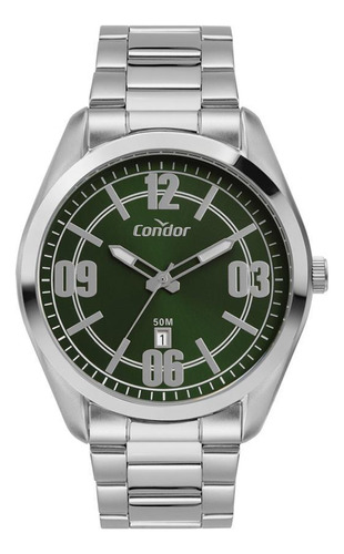 Relógio Condor Masculino Prateado 46mm Analógico 5 Atm