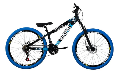 Bicicleta Aro 26 Vikingx Tuff 25 Freeride Grau Pneu Azul Tamanho Do Quadro 13.5
