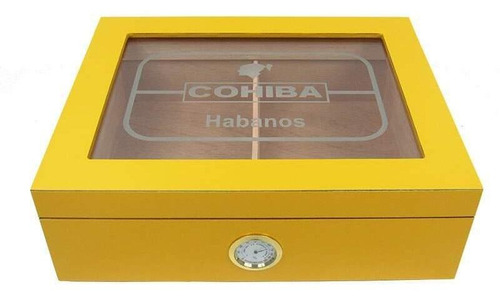 Imagem 2 de 6 de Caixa Umidora Cohiba Umidor Até 30 Charutos Tampa Vidro