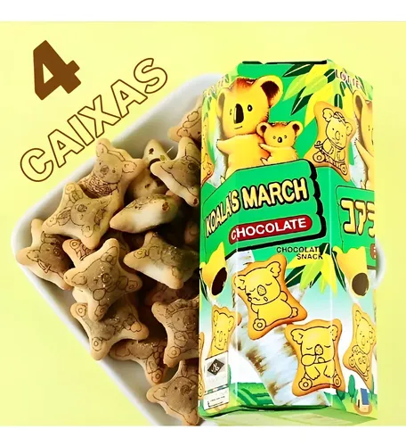 Kit 4 Biscoitos Koala Japones Oriental Recheado Chocolate