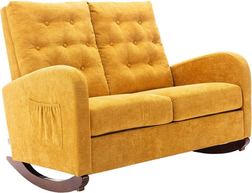Sofa Mecedor Biplaza Tela Color Amarillo Marca Ssline