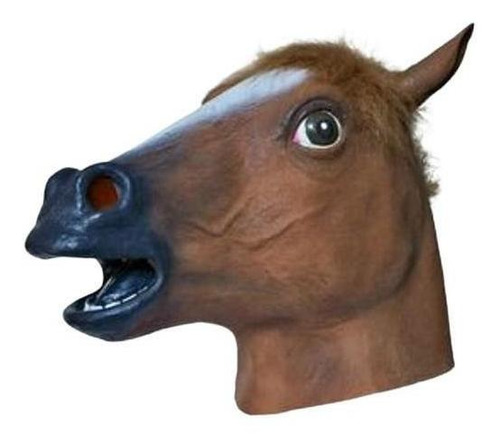 Máscara De Cavalo Látex Head Horse Cosplay Cor Marrom