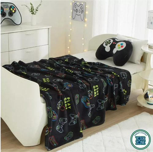 Set Control Gamer Almohada Peluche Y Cobijita Your Zone / C