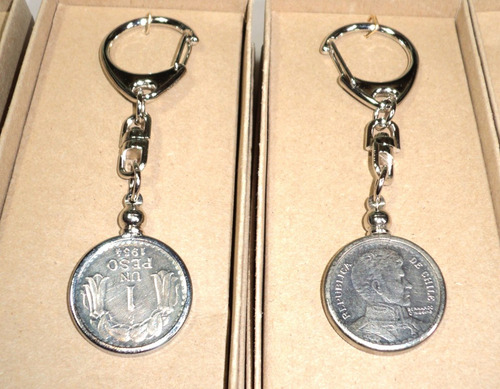 Llavero Simil Moneda - Efecto Plata Antigua - Consistente Y De Excelente Calidad