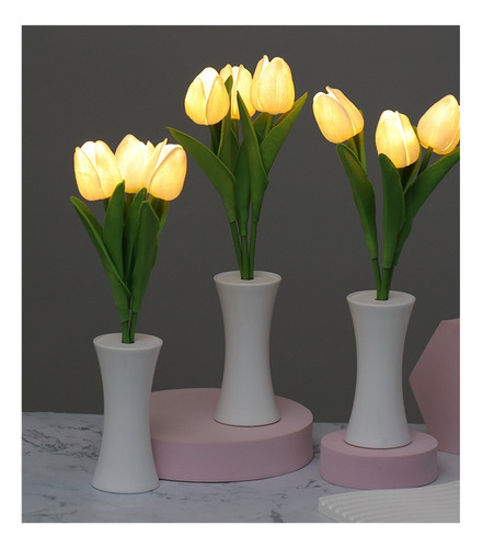 Luz Nocturna Decorativa De Tulipán De Flores Artificiales