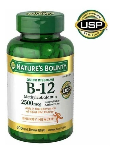 Vitamina B-12  2500 Mcg Natures Bounty 300 Unidades Usa Sabor Sabor