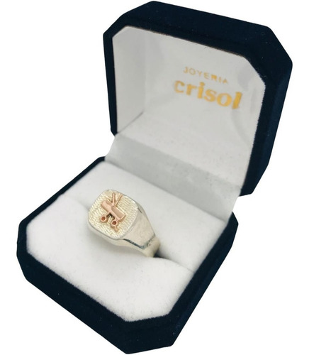 Anillo Peluquera Plata Y Logo En Oro