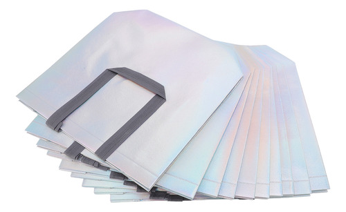 Juego De 10 Bolsas De Regalo Reutilizables Plateadas Brillan