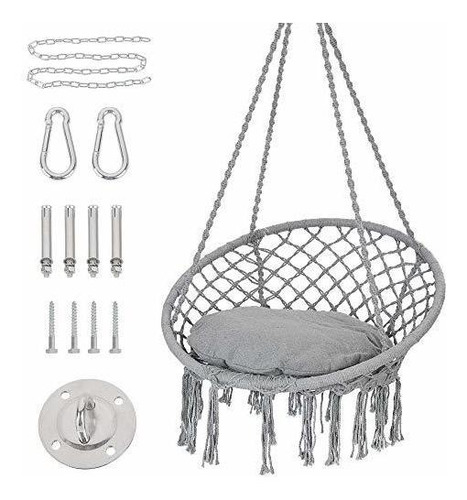 Hamaca Colgante Macramé Columpio Con Cojín