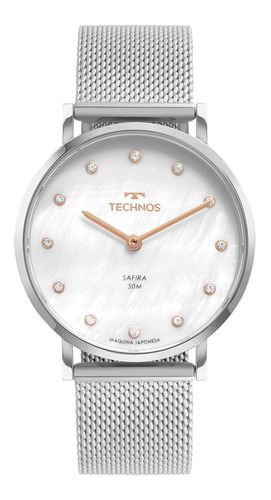 Relógio Feminino Technos Slim Prateado  Cor da correia Prata