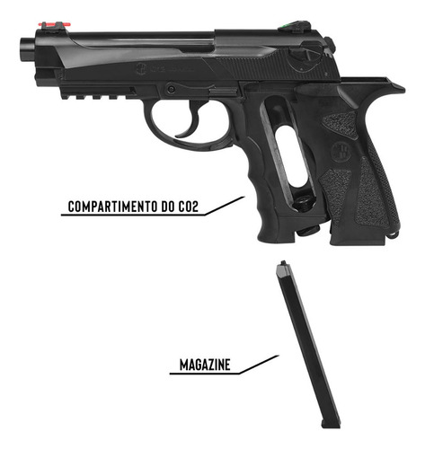 Pistola Pressão Rossi C12 + Esferas Aço + Capa Acolchoada