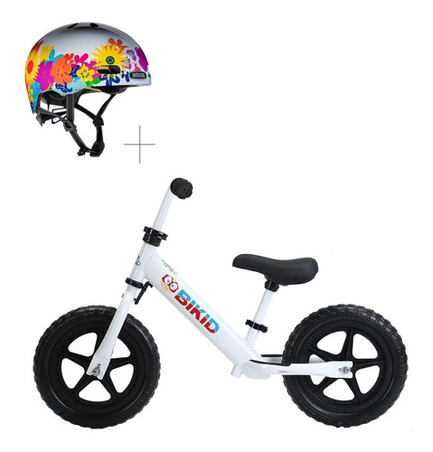 Bicicleta De Balance Bikid Blanco-rojo + Casco