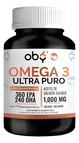 Omega 3 De Salmón 120 Cápsulas (Alto EPA y DHA) Salmon Oil Oby