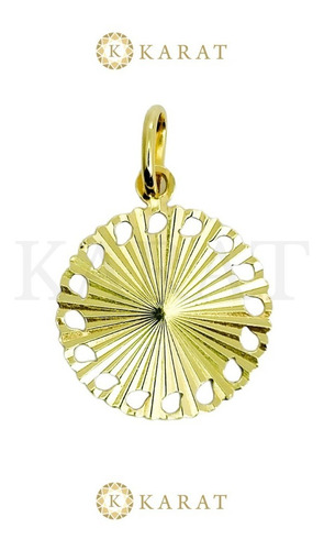 Imagen 2 de 2 de Dije Sol Diamantado Oro Italiano 18k Ley 750