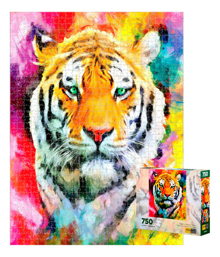 Rompecabezas De 750 Piezas Tigre En Colores Vibrantes