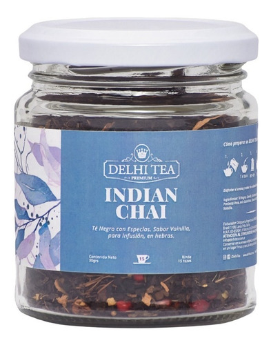 Imagen 1 de 4 de Te Hebras Delhi Tea Premium Frasco Indian Chai