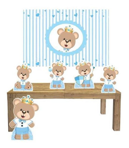 Kit Display Mdf Urso Principe Com 5 Peças + Painel Grande