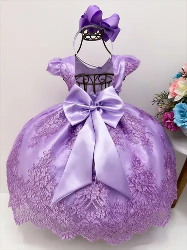 Vestido Infantil Princesa Sofia Sophia Lilás Poá Temático em