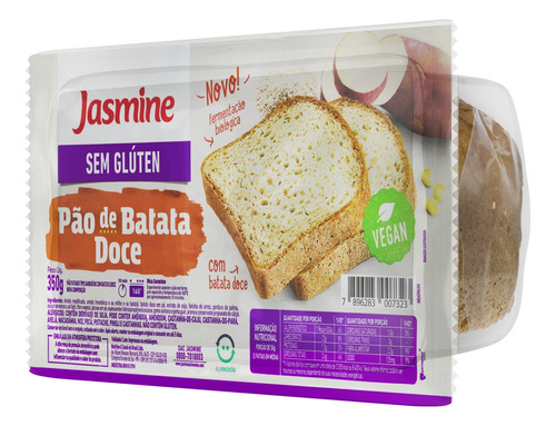 Pão de Sanduíche Batata-Doce sem Glúten Jasmine Pacote 350g