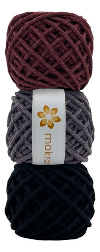 Hilaza De Algodón Para Macramé 3mm Kit 3pza Colores Color Viñedo