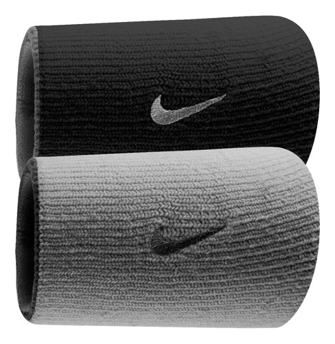 Muñequeras Nike Doble Ancho Reversibles Home And Away Par Color Negro/gris