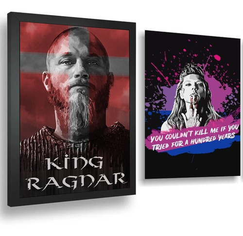 Quadro Moldura Vikings Ragnar Valhalla + Placa De Brinde