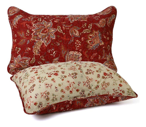 Juego De 2 Fundas De Almohada 100% Algodón Rojas