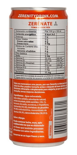 Zerenity Drink Mango 250 Ml, 12 Pack, Nueva Relax Drink