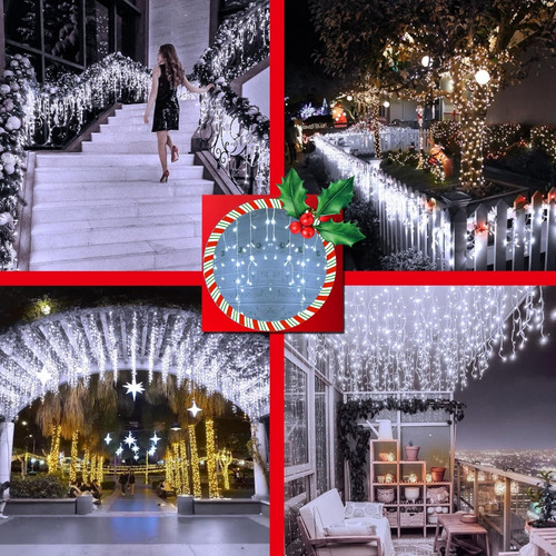 2 Pack Luces Navideñas 18 Metros Cascada Navidad 1000 Leds