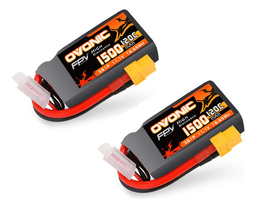 Batería Ovonic Lipo 11.1v 120c 1500mah 3s Con Xt60 Plug (2 P