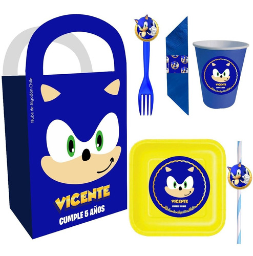 Cotillón Sonic Cumpleaños Personalizado Niños