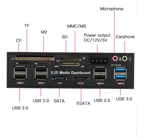 Multi-función Usb 3.0 Hub Esata Puerto Interno Tarjeta