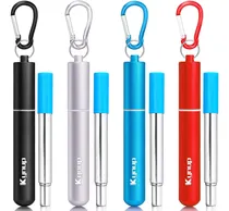 Comprar Paquete De 4 Pajitas Reutilizables, Pajitas De Metal Con Sil