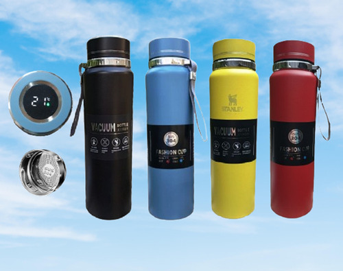 Termo Fashion Cup Stanley 1lt Acero, Filtro Y Sensor Tempera Celeste / Rojo / Negro / Amarillo