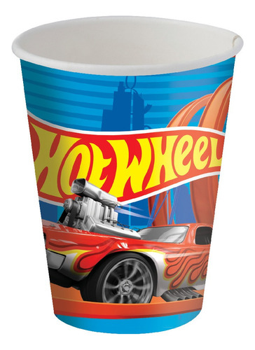 Copo Papel Tema 200ml Hot Wheels Carros - 08 Unid