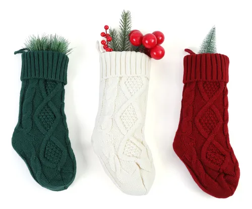 Calcetín Navideño, Bolsa De Lana Tejida Para Caramelos
