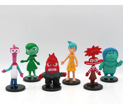 Set De 6 Pzas Muñecos Intensamente, Alegría, Tristeza Bandai