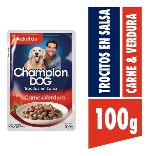 Alimento Húmedo  Champion Dog Trocitos Carne Y Verdura 100 G